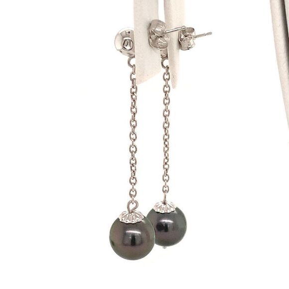 Tahitian Pearl 14 KT Earrings Certified $899 013380 - Picture 5 of 9
